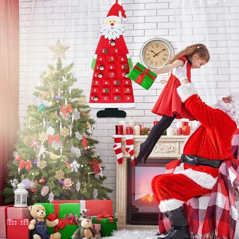Advent Calendar Fabric Christmas Hanging Pendant Santa Claus Felt Ornaments DIY Advent Calendars Christma Decoration Christmas - Velora