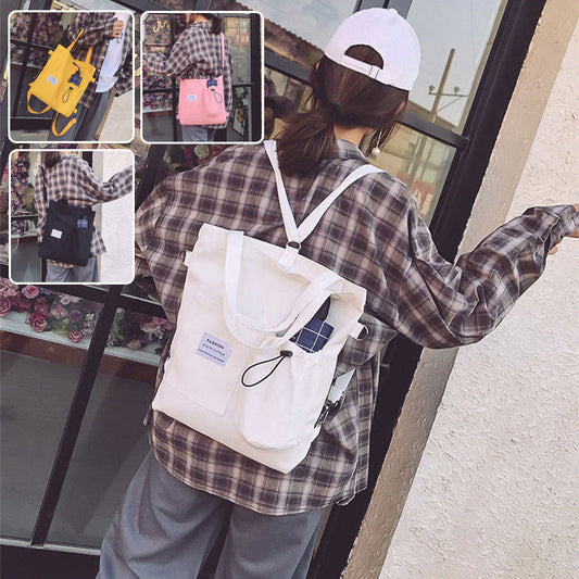 Harajuku Canvas Bags Students Handbag With Pockets Preppy Buckpack Shoulder Bag For Women Shoolbags - Velora