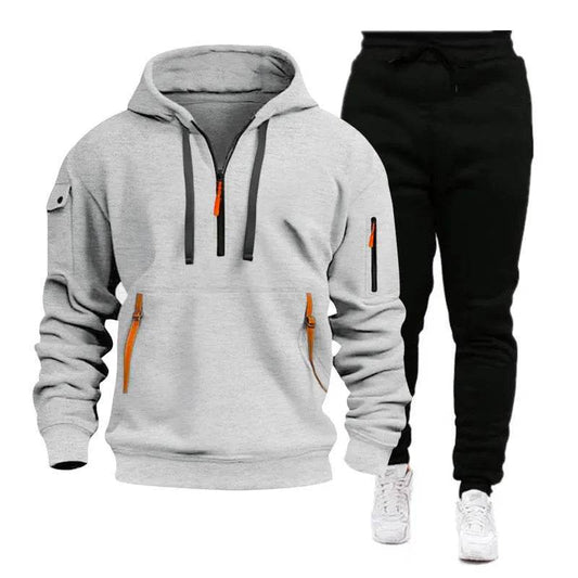 Men's pocket Half Zipper Hoodie Sweatshirt Pullover Sportswear - Velora