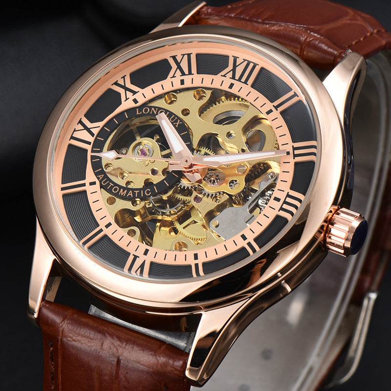 Men's Mechanical Watch Roman Scale Waterproof Fashion Business - Velora