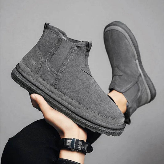 Winter Fleece Snow Boots Round-toed Flat Shoes Casual Warm Sports Shoes Men Ankle Boot - Velora