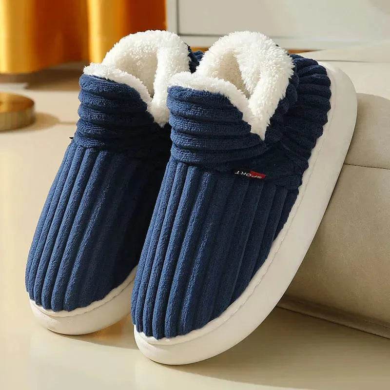 Men Winter New Women Cotton Slippers Outdoor Fashion Couple Slippers Warm Indoor Bedroom Cotton Plush Shoes Fleece Fluffy - Velora