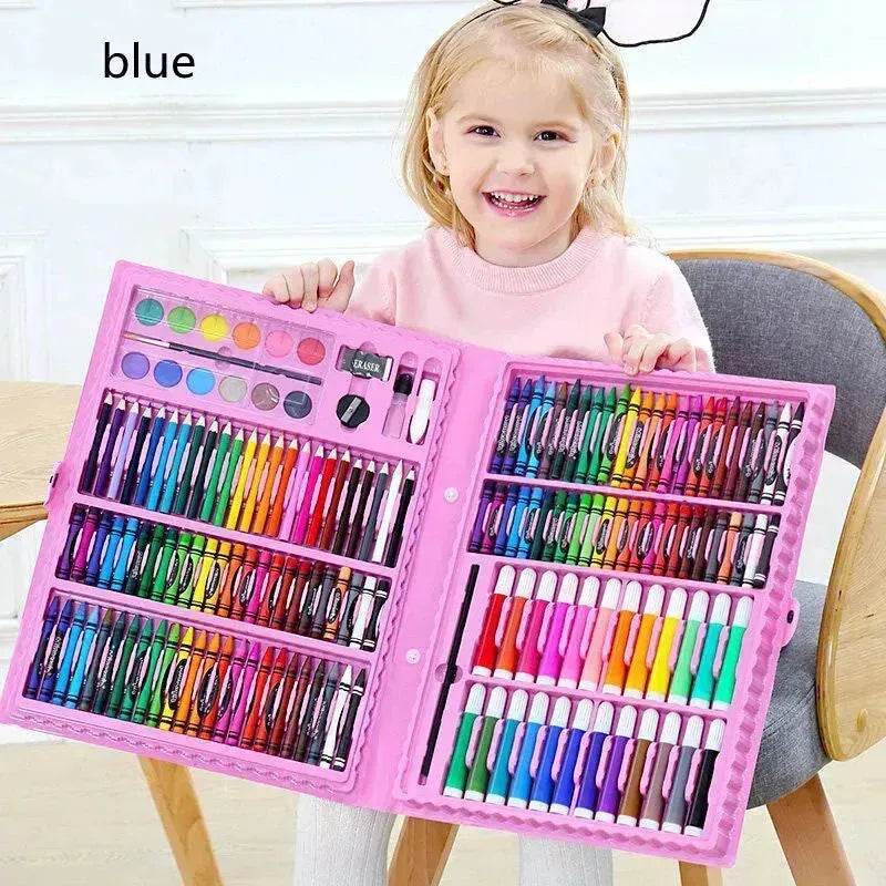 Double Panel Easel Version Watercolor Pen Set Brush Crayon Oil Pastel Children Painting Coloring Drawing Art set. - Velora