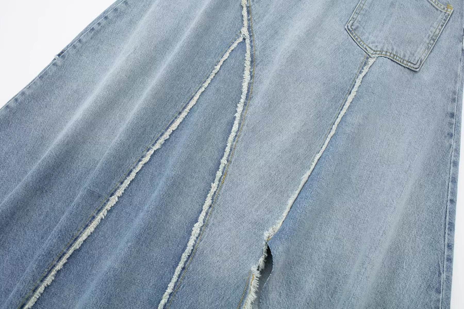 Fashionable Asymmetric High Waist Midi Denim Split Skirt - Velora