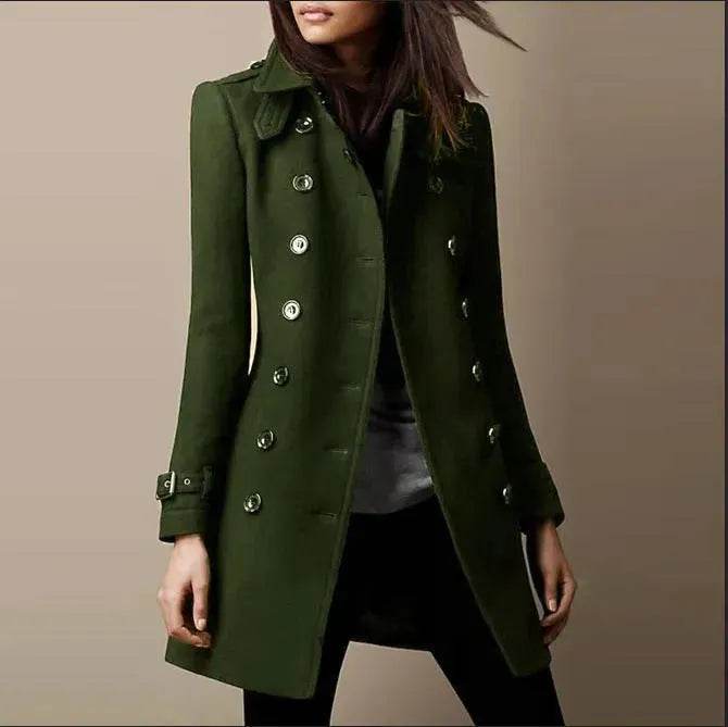 Ladies Spring Winter Long Jacket Wool Trench Coat Winter Workwear - Velora