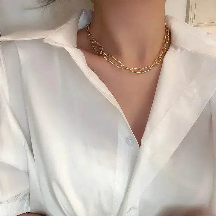 Cold Wind Zircon Gold Chain Necklace for women - Velora