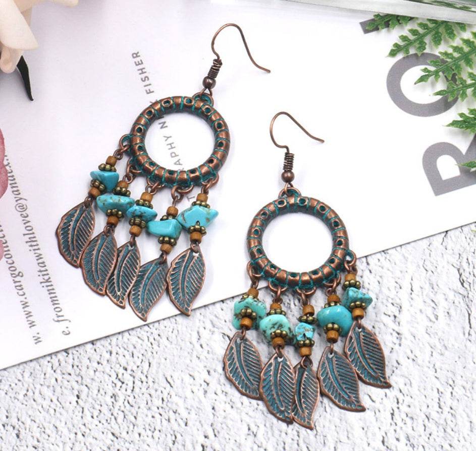 Handmade beaded tassel earrings - Velora