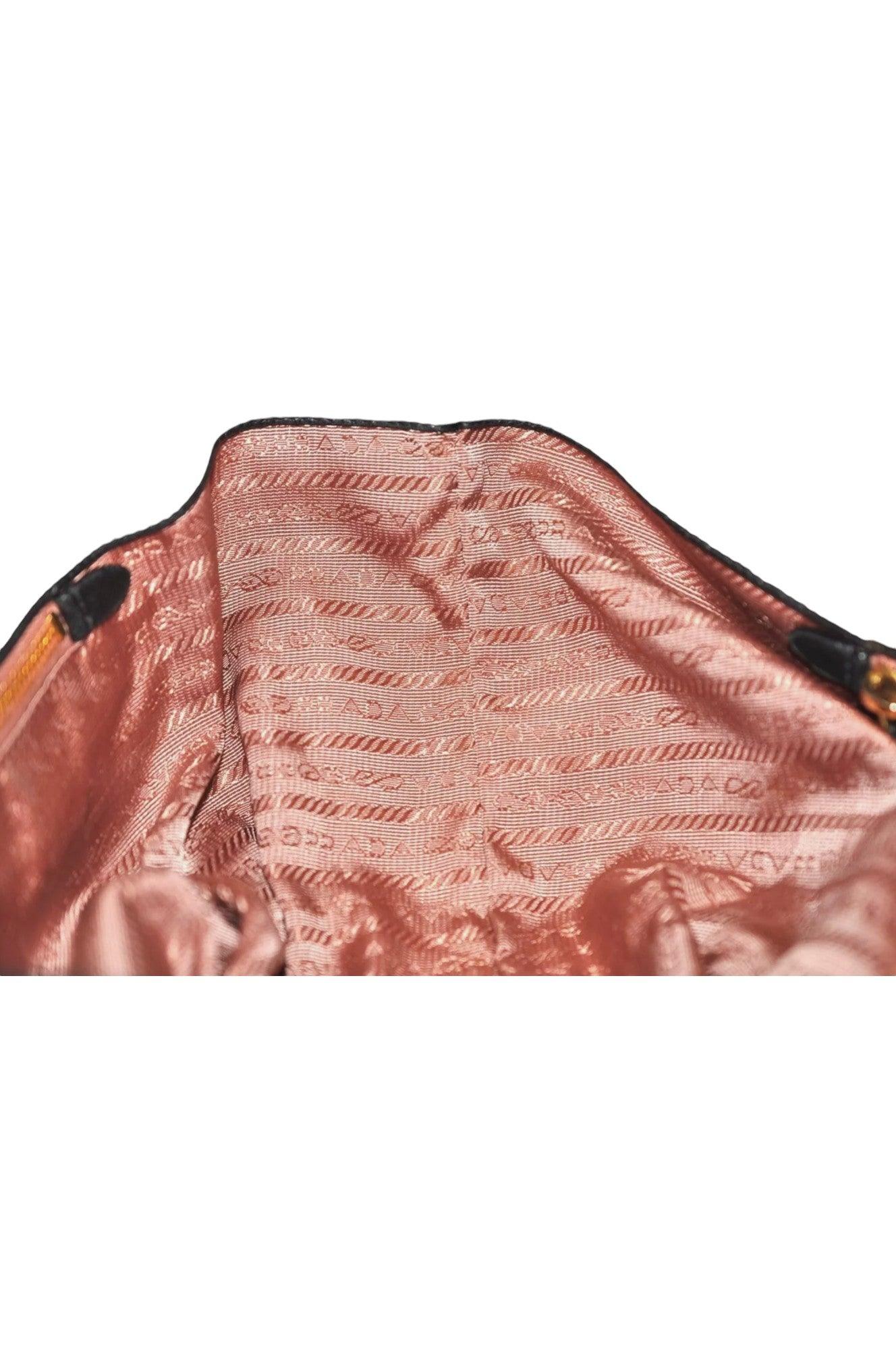 PRADA Tessuto Fiocco Ribbon Nylon Leather Hand Tote Bag Black 7620K - Velora