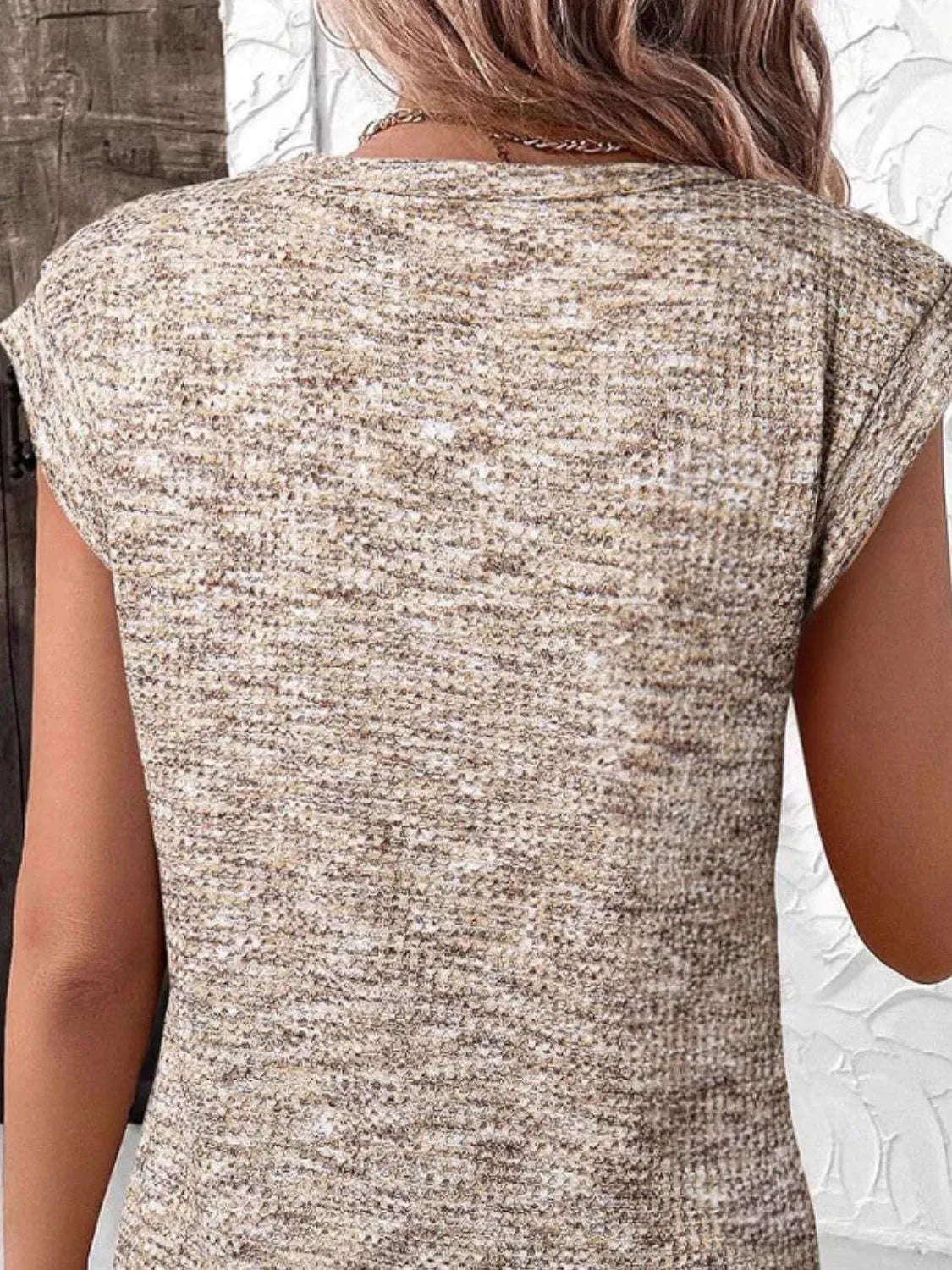 Round Neck Knit Cap Sleeve Top - Velora