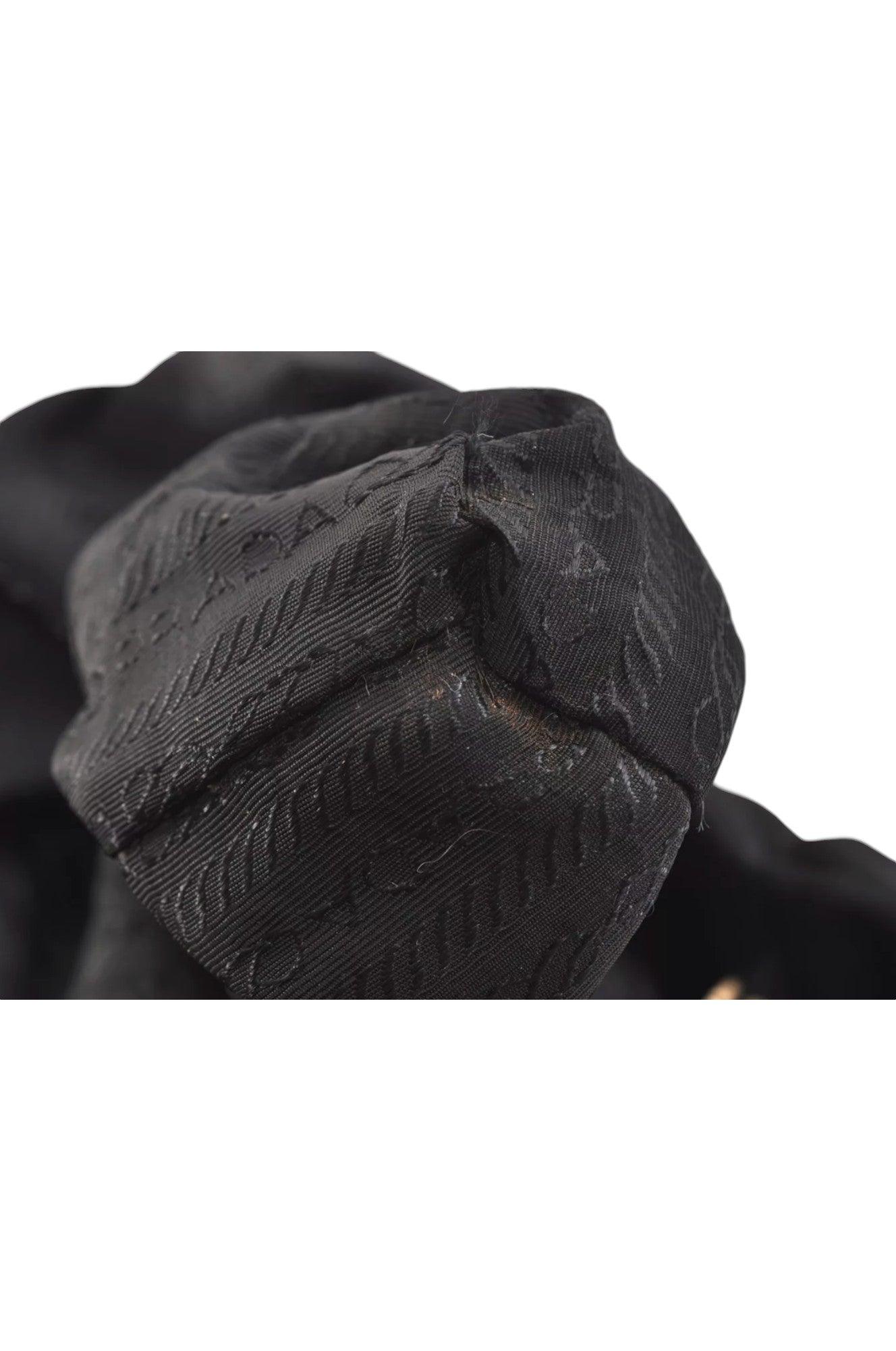 PRADA Vintage Nylon Tessuto Leather Shoulder Bag Purse Black 9107K - Velora