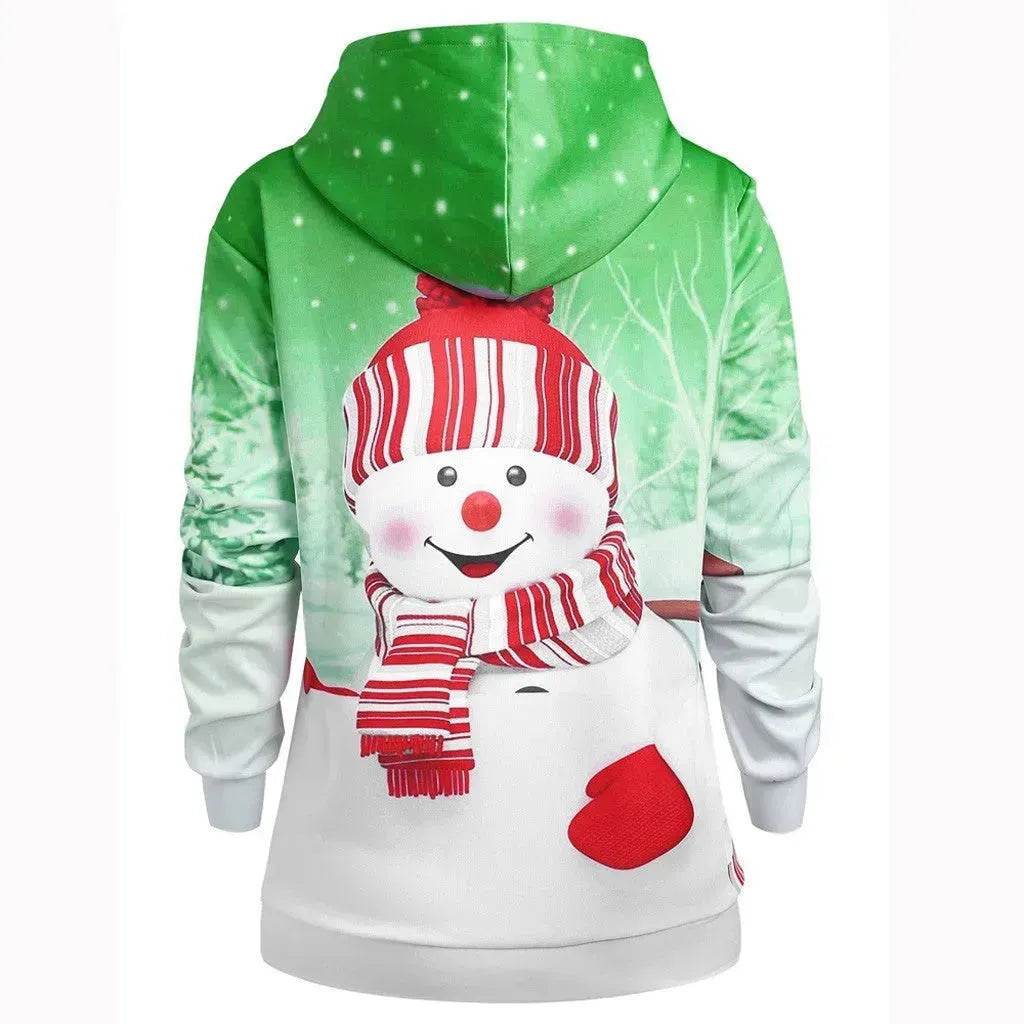 Ugly Christmas snowman print Hoodie sweatshirt - Velora