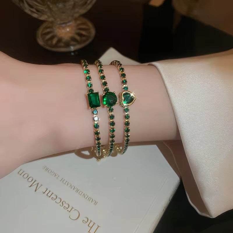 Fashion Jewelry Zircon Geometric Square Bracelet South Korea Fashion Elegant Heart Bracelet Internet Celebrity Light Luxury - Velora