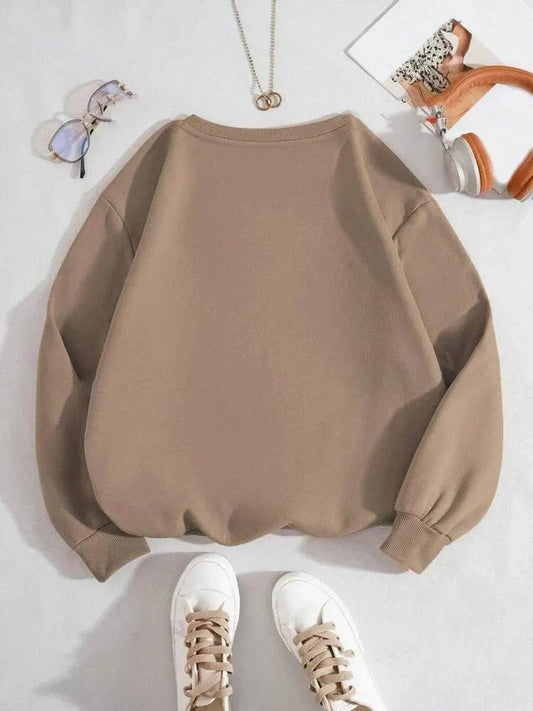 Women Figures Pattern Warm Lined Sweatshirt - Velora