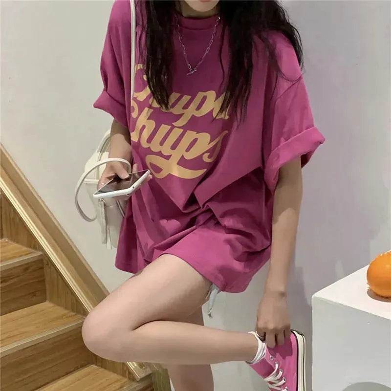 Street Fashion Oversized women round neck polo y2k fashion - Velora