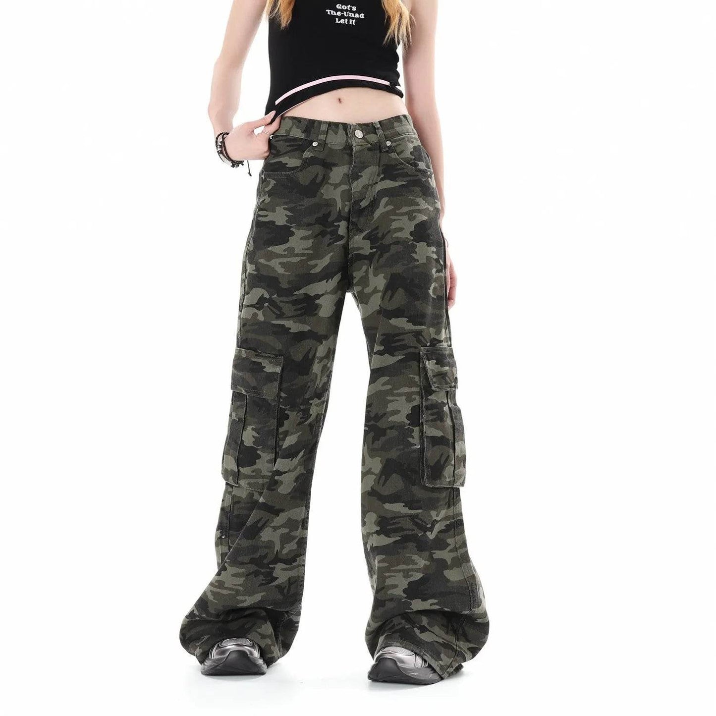 Camouflage Multi Pocket Workwear Baggy Jeans Pant For Men And Women Lazy High Street Straight Tube - Velora