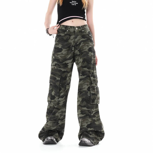 Camouflage Multi Pocket Workwear Baggy Jeans Pant For Men And Women Lazy High Street Straight Tube - Velora