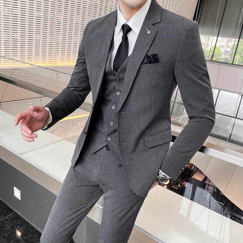 Casual Single Row Buckle Men's Suit Three-piece Suit - Velora