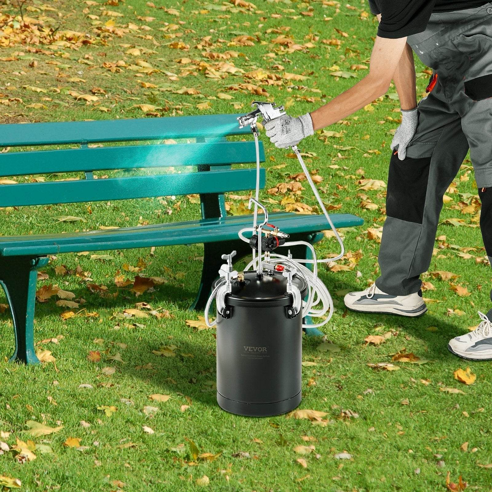 Spray Paint Pressure Pot Tank 15L 3.75gal Spray Gun Hoses Pressure Gauge - Velora