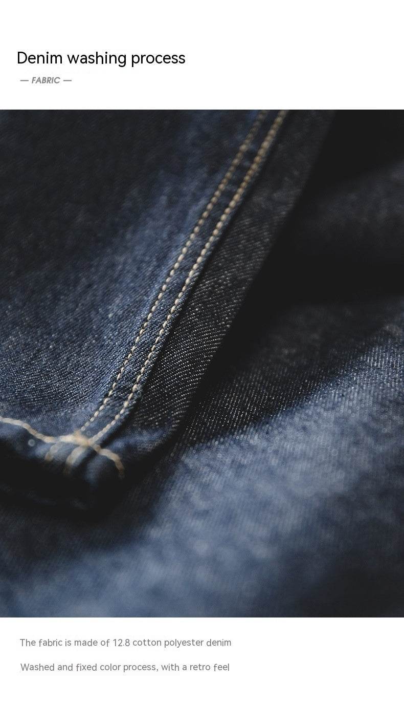 Vintage Denim Washed Elastic Waist Loose Jeans Cityboy Wide Leg Tapered Pants Men - Velora