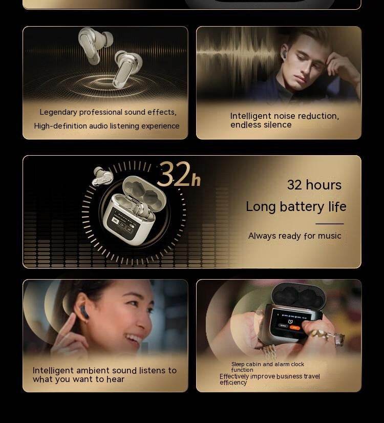 Smart Screen Noise-Cancelling Bluetooth earbuds True Wireless In-ear Headphone - Velora