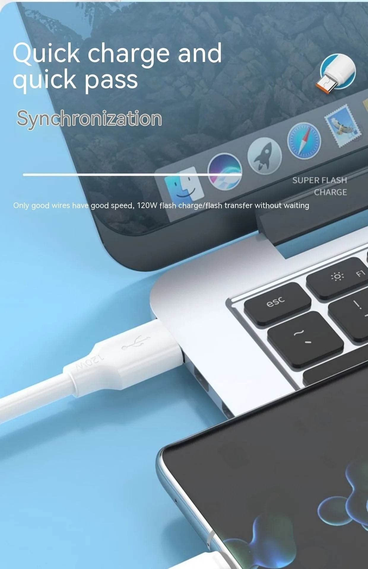 Charging Cable Fast Charging 120W Mobile Phone 6A Bold - Velora