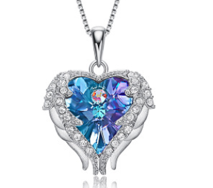 Swarovski Crystal Heart Angel Necklace in S925 Silver