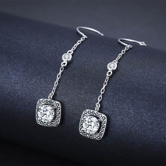 Light Luxury Long Copper Plated Zircon Dangle Earrings - Velora