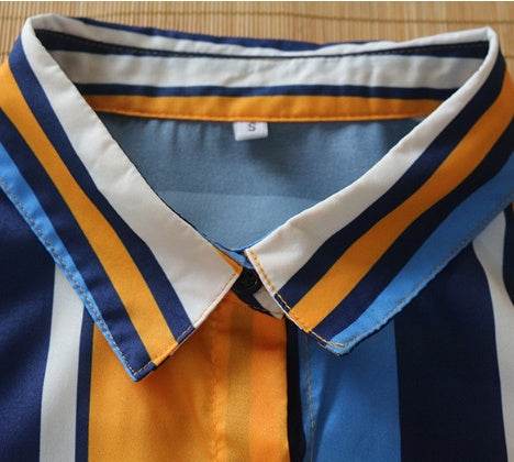 Stripe Shirt Women's Dress Spring Summer Chiffon V-neck Sexy Maxi Dresses Sexy Elegant Casual Girl Lace Women Long Sleeve - Velora