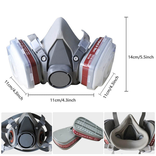 7in1 Half Face Gas Mask Facepiece Spray Painting Respirator Reusable Safety protective mask - Velora