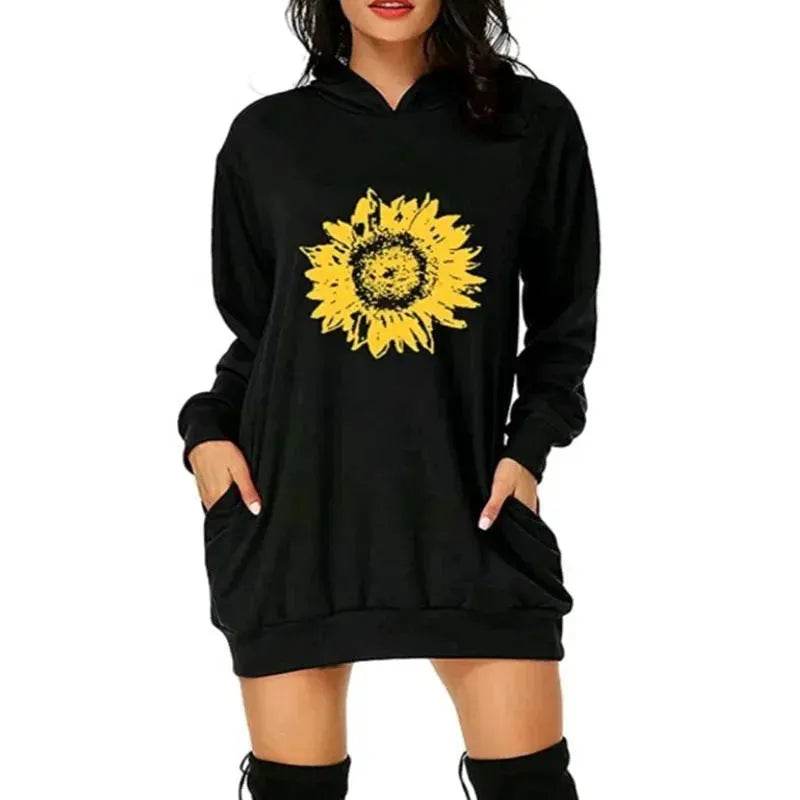 Christmas hot sale printed mid-length pocket hooded long-sleeved sweater - Velora