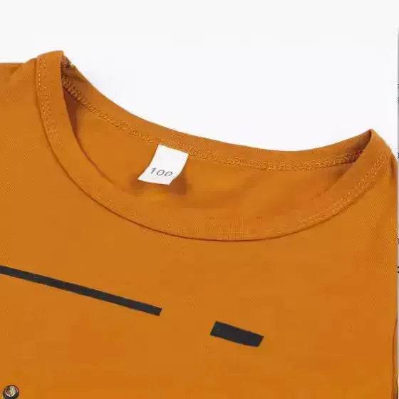 Striped Printed Round Neck Pullover T-shirt Shorts Suit - Velora