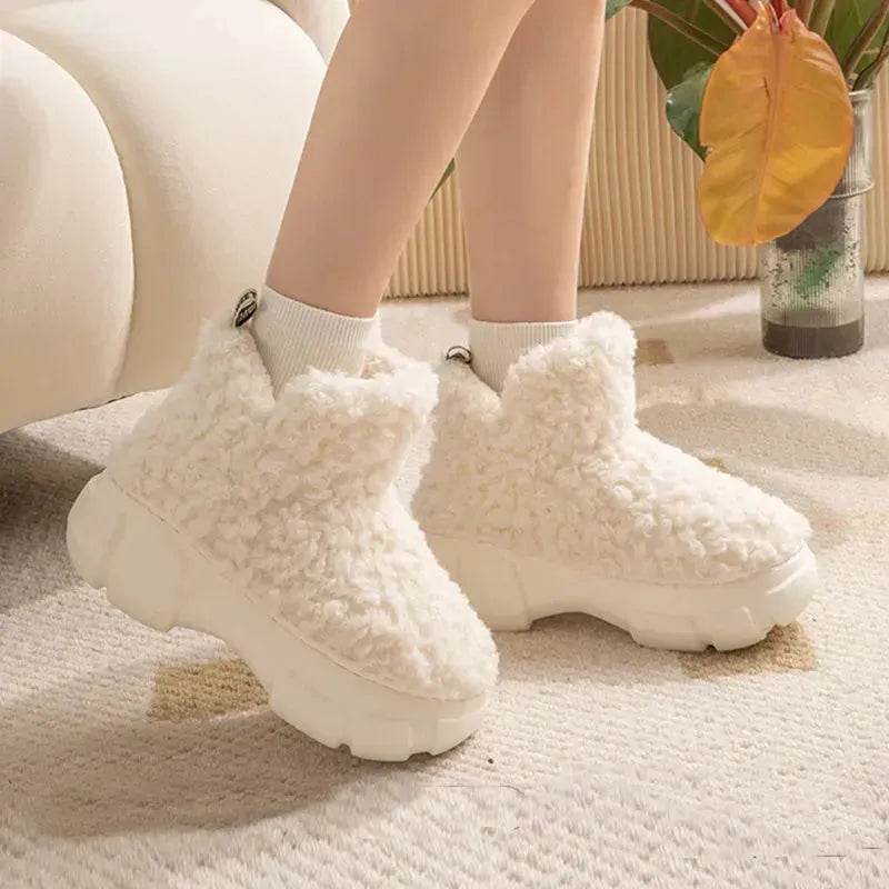 Winter Cashmere Snown Boots With 6cm Platform Warm Plus Velvet High-top Fleece Cotton Shoes Women Outdoor Indoor House Plush Shoes - Velora