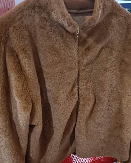 Fashion Stand Collar Plush Jacket Winter Casual Turtleneck Zipper Coat Fleece Tops Women's Clothing - Velora