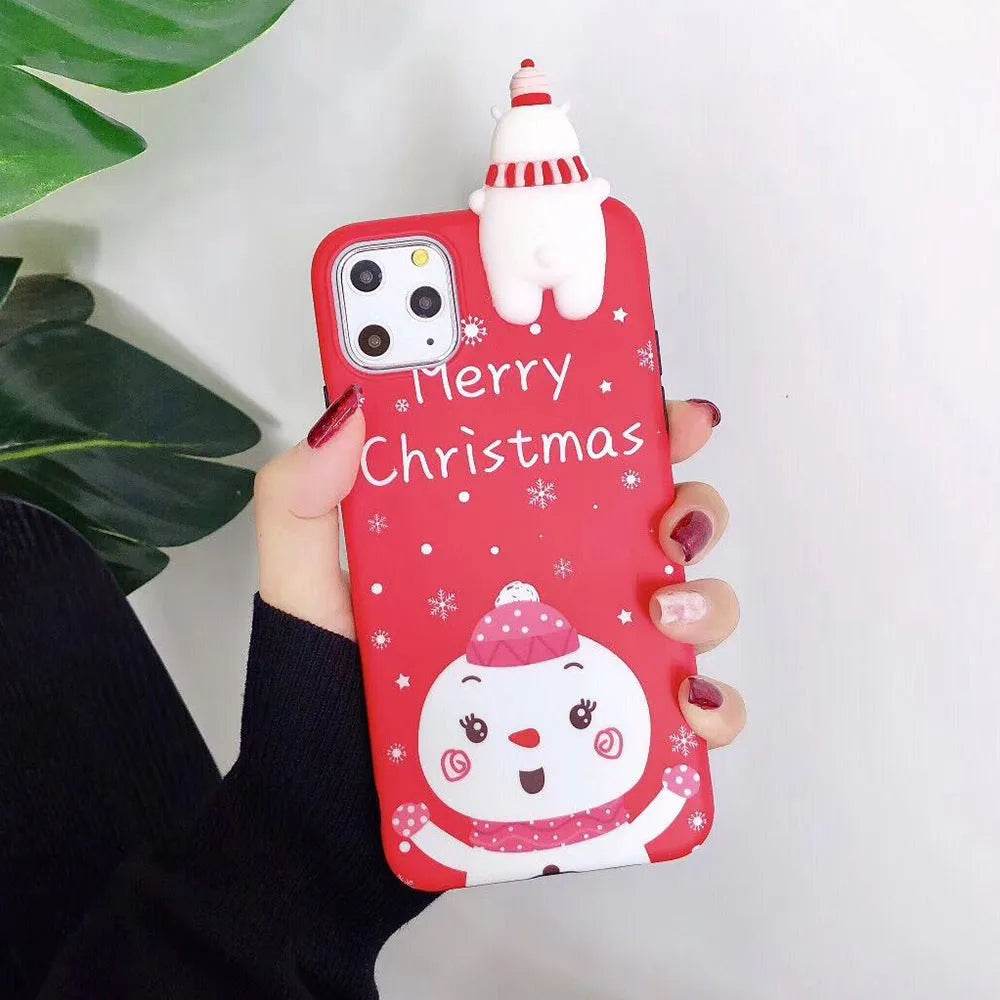 Merry Snowflakes Santa Deer Christmas-themed phone case - Velora