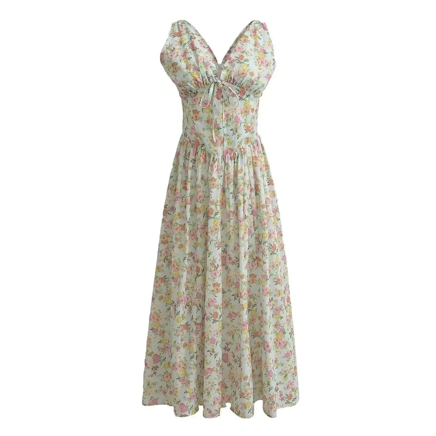 Women's Summer French Seaside Vacation Waist-tight Temperament Midi Skater Dress - Velora