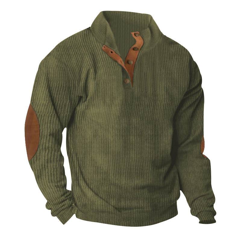 Corduroy Casual Stand Collar Long-sleeved Sweater men - Velora