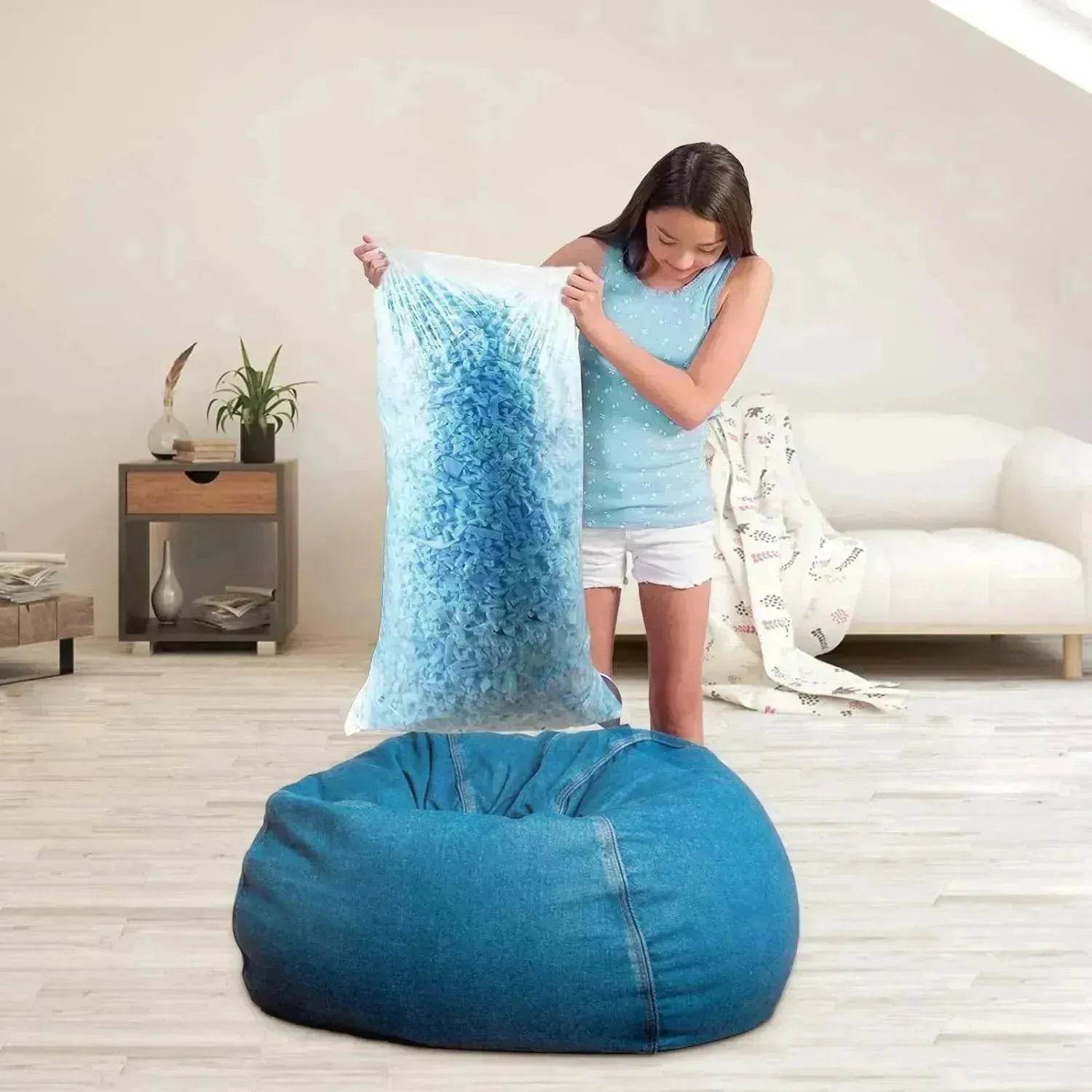 5lbs Bean Bag Filler, Shredded Memory Foam Filling For Bean Bag Chair, Dog Beds, Cushions Pillows, Added Gel Particles - Velora