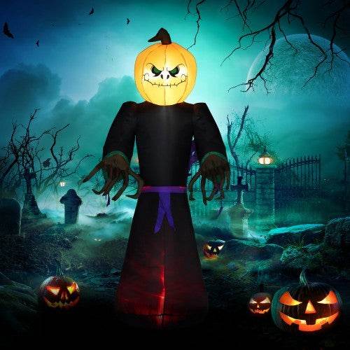 HOMCOM 7 Halloween Inflatable Outdoor Decoration Reaper Ghost Pumpkin, Blow Up LED Yard Decor For Garden, Lawn, Party, Holiday, Waterproo - Velora