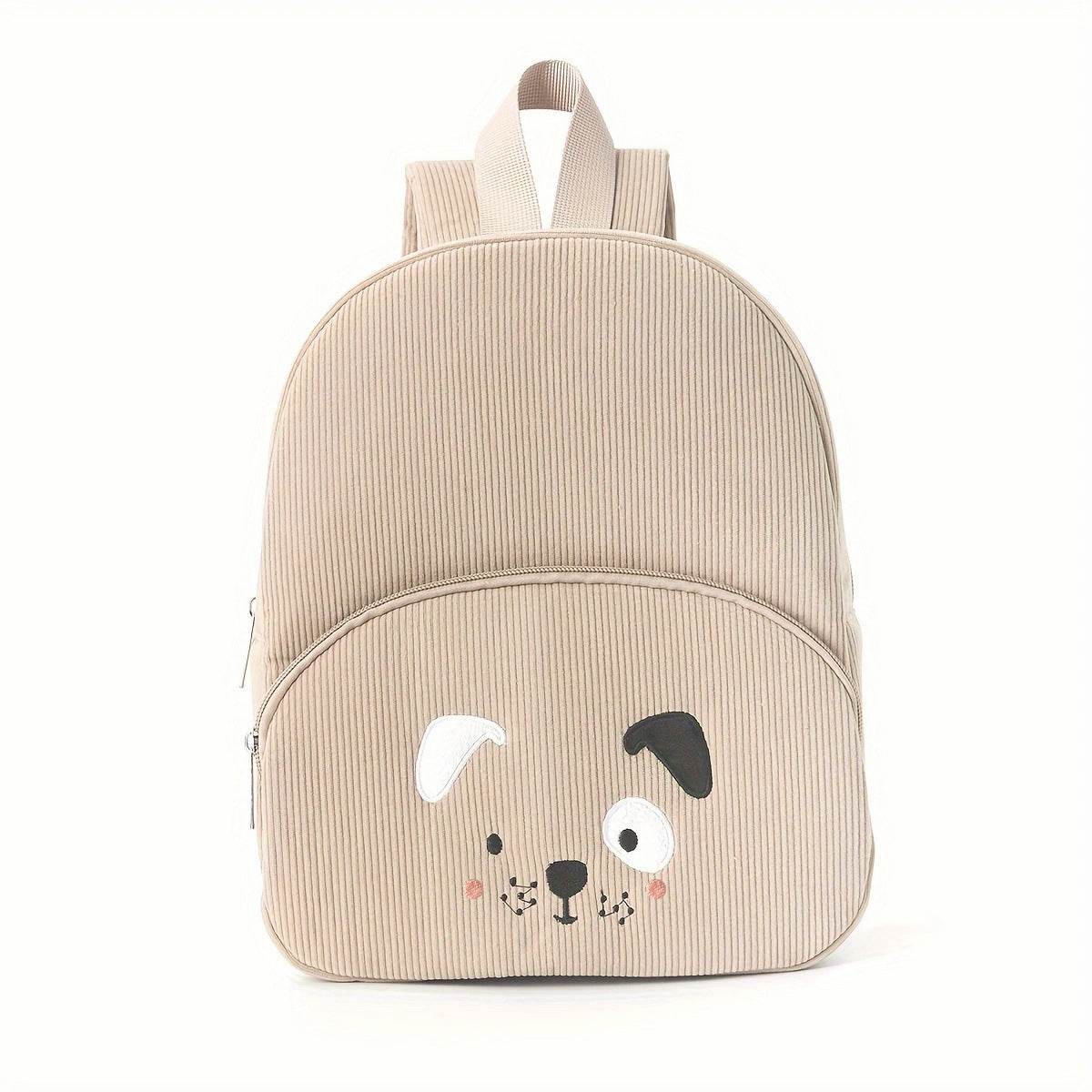Embroidered Bear Backpack – Corduroy Cute Bag - Velora