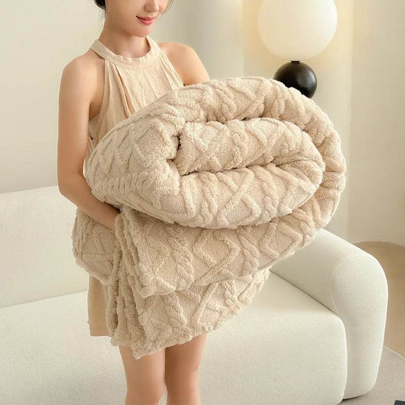 Single-layer Double-sided Tower Velvet Sofa Cover Soft Winter Blanket - Velora