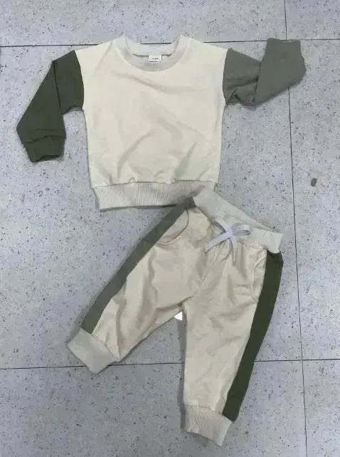 Two piece for boys Color Matching Long-sleeve Sweater Set - Velora