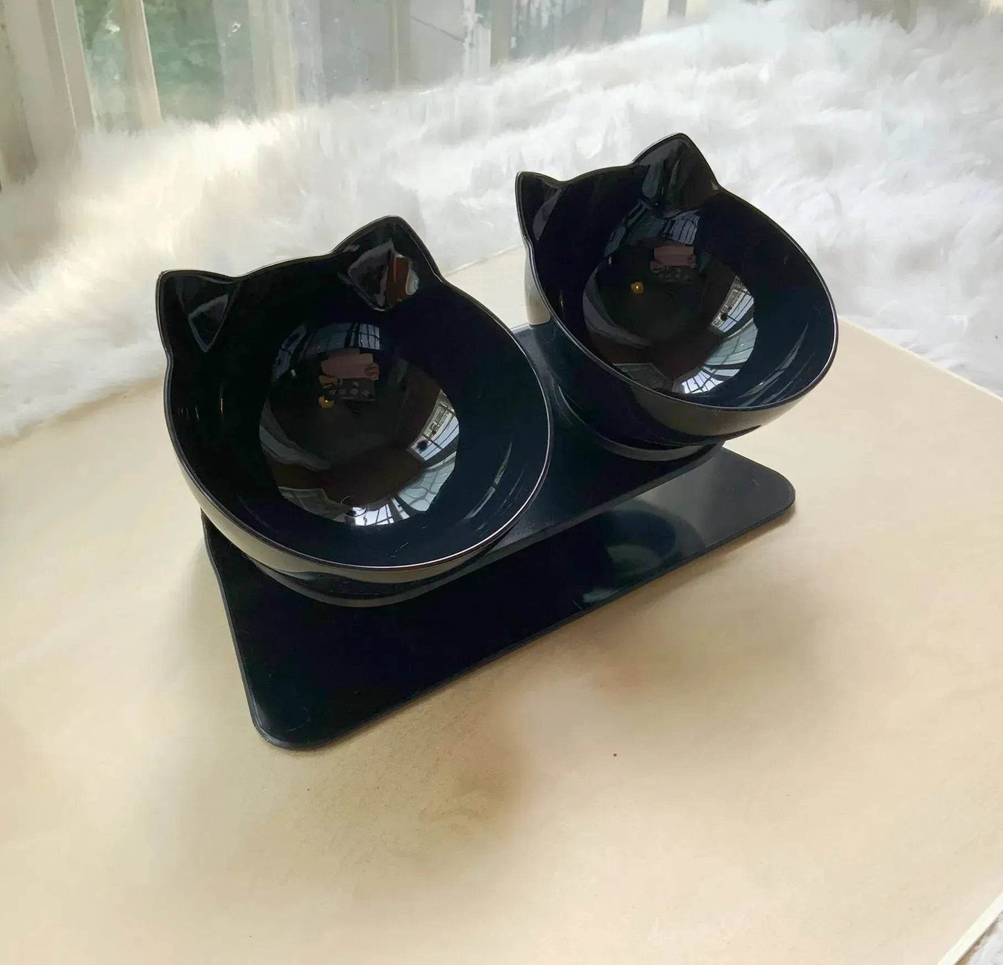 Elevated Double Food Bowl for Pets Cat Dog Food and water Bowl - Velora