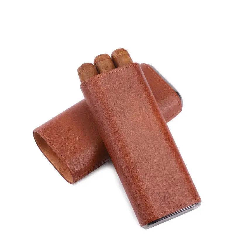 Humidifying and Moisturizing Leather Cigar Case and Cigar Cutter set - Velora