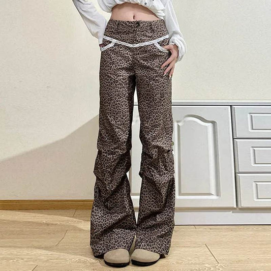 Slim Woven Leopard Print Casual Pants For Women - Velora