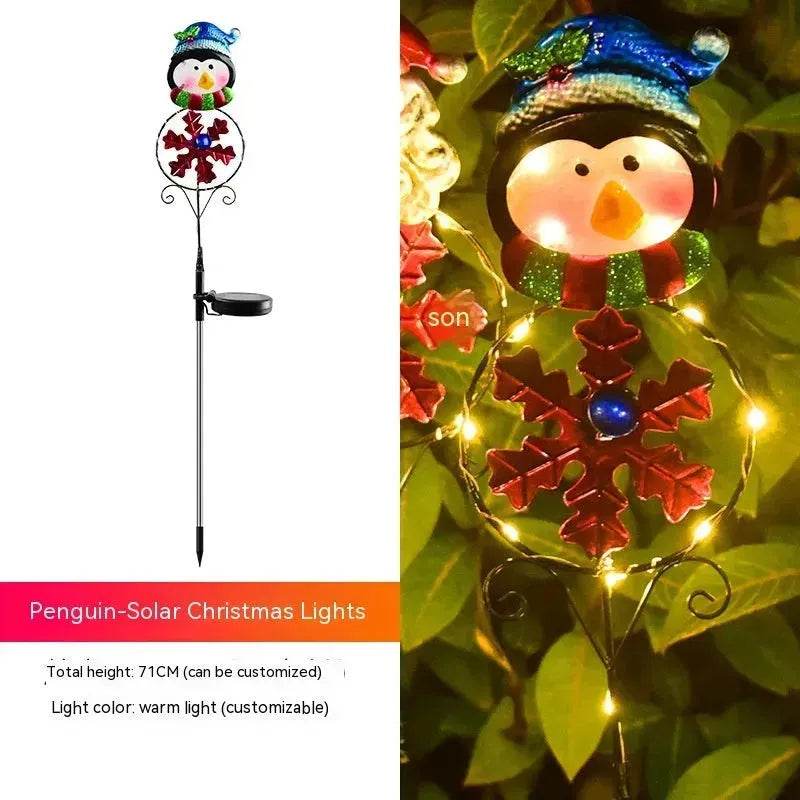 Solar Christmas Led Snowman Elk Ground Plug Light - Velora