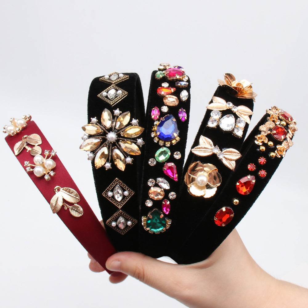 Headband Pearl Rhinestone Hair Accessories - Velora