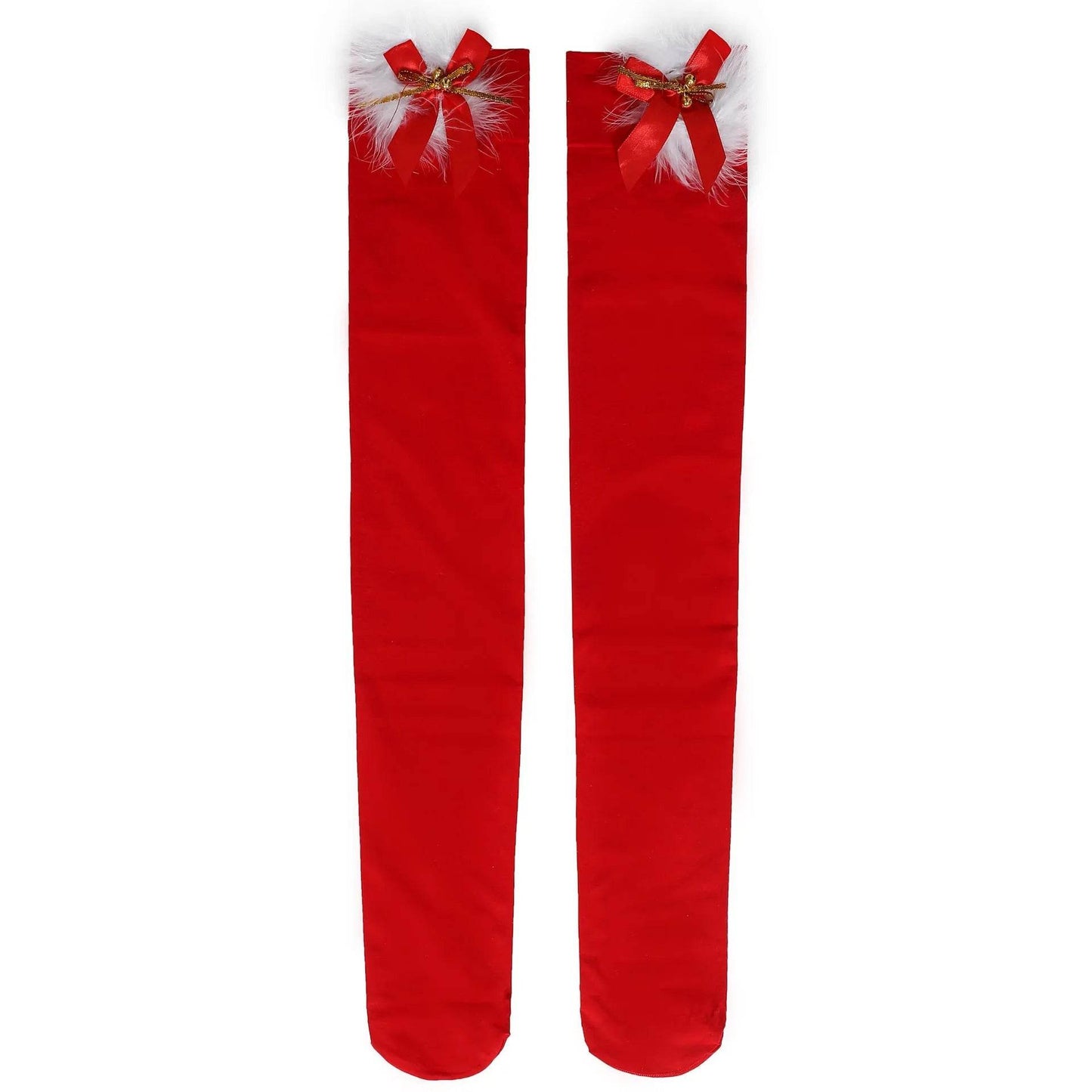 Thickened Women's Red Long Bow Christmas Stockings - Velora