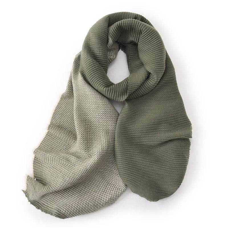 Gradient Mixed-color Scarf Winter Double-sided Wrinkled Imitation Cashmere Scarf Popular Versatile And Elegant Shawl For Women - Velora