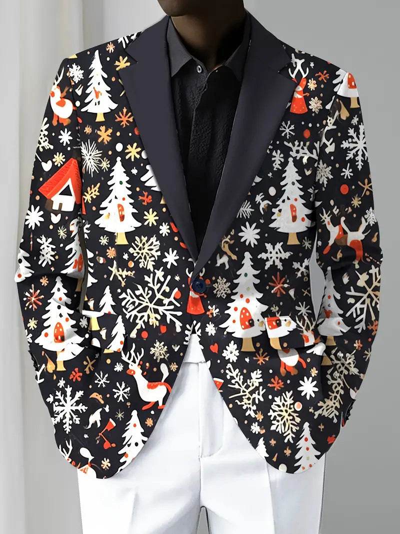 Christmas Series Cartoon Anime Men's Long-sleeved Coat - Velora