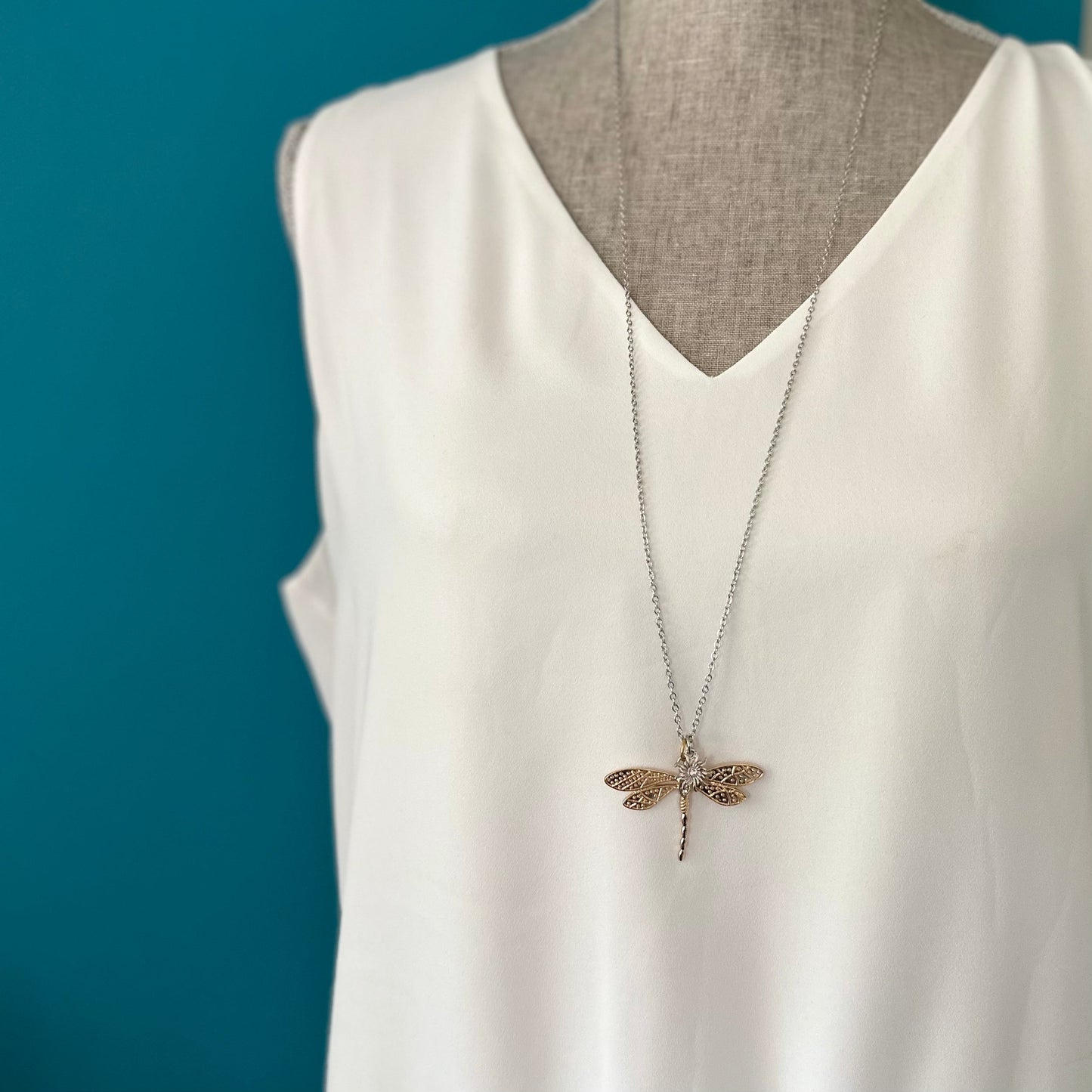 Gold Dragonfly Necklace - Velora